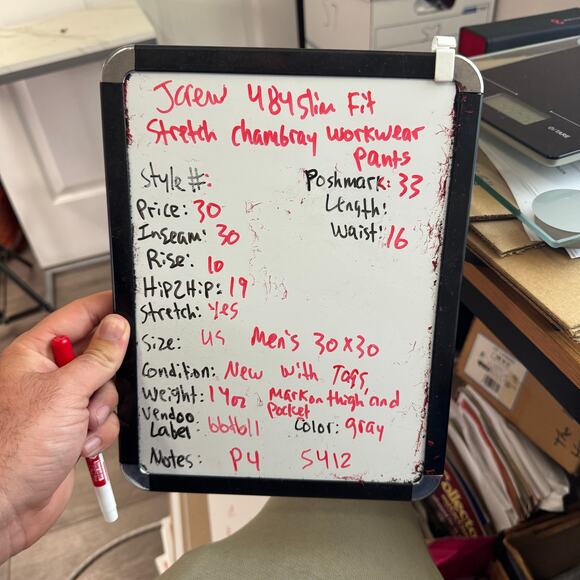 J Crew 484 Slim Fit Stretch Chambray Workwear Pants US Men's 30X30 New - Picture 8 of 8